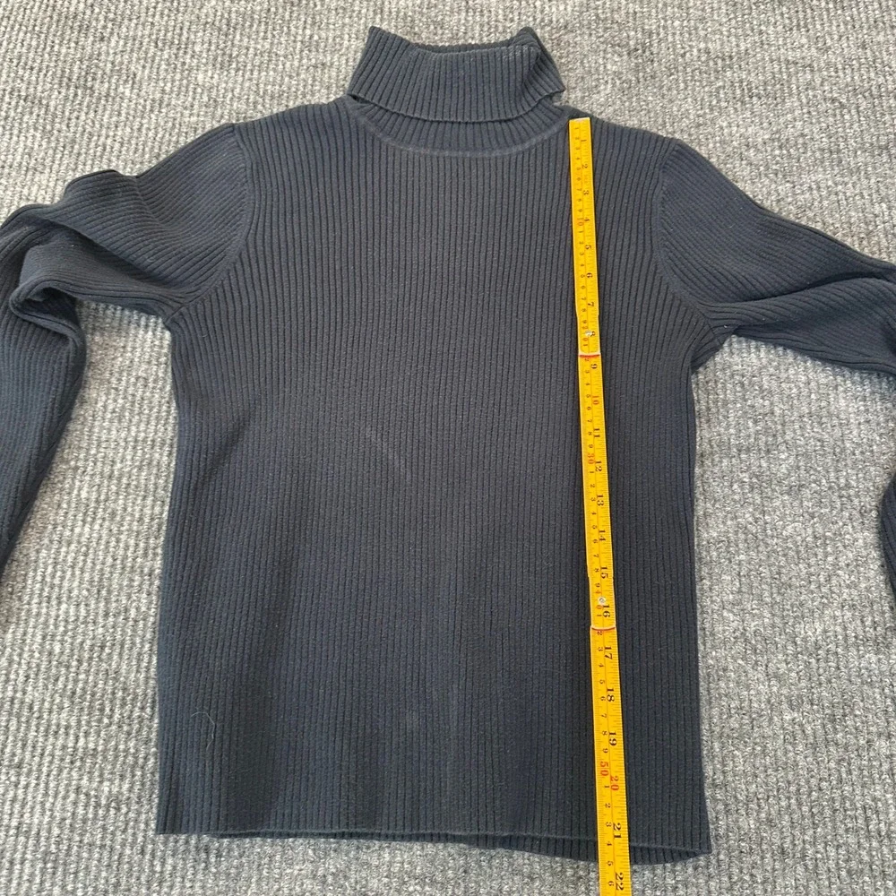 a.n.a Womens Ribbed Turtleneck Sweater Medium Black Long Sleeve Knit